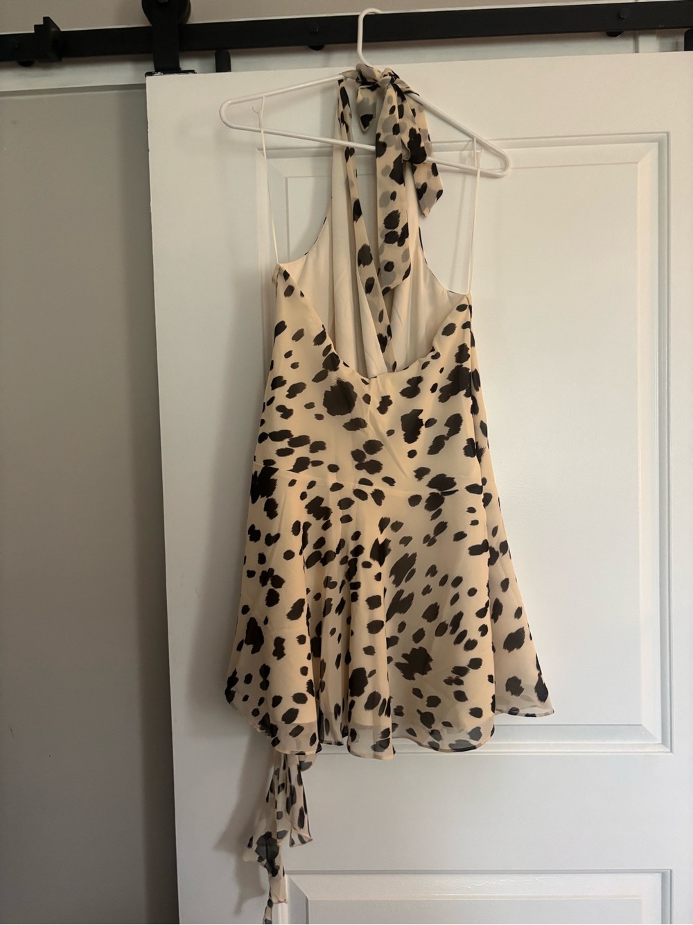 NWT Cow Print Halter Wrap Mini Dress - Medium Tall - Picture 3 of 4